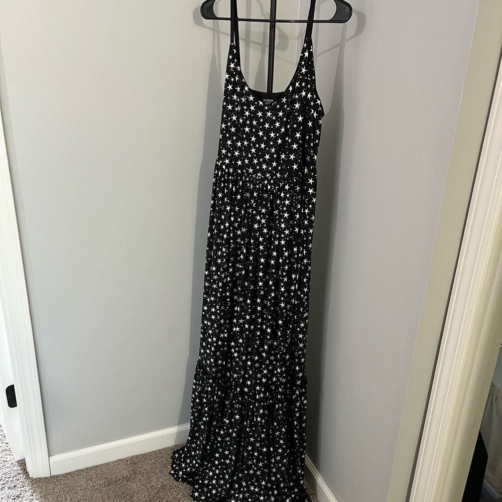 Cosmic Aura Black Starry Maxi Dress
